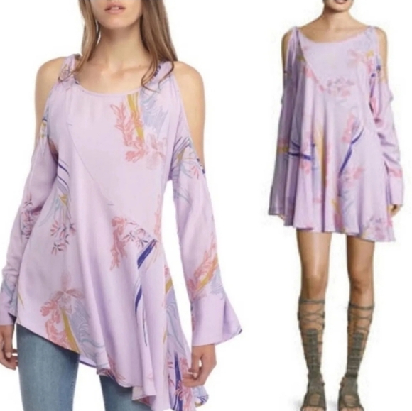 Free People Clear Skies Cold Shoulder Tunic top size XS - Picture 2 of 7